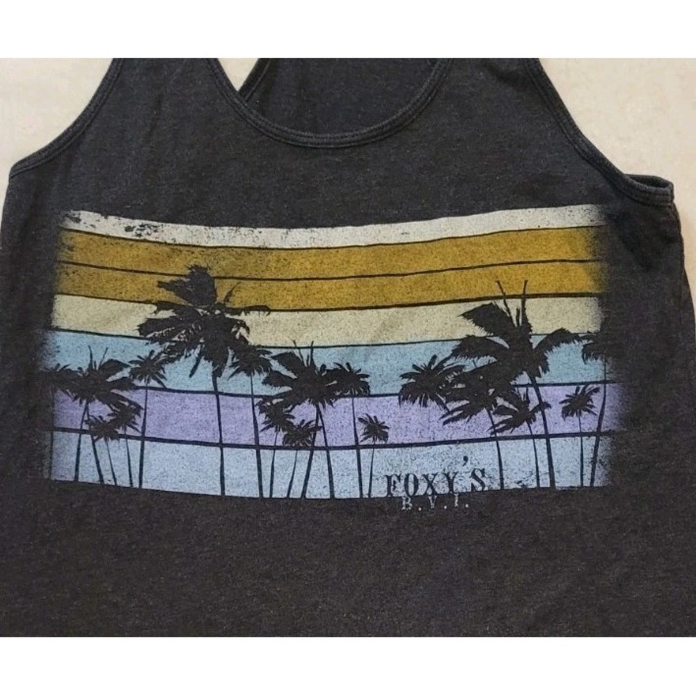 FOXYS BRITISH VIRGIN ISLANDS DARK GRAY/BLACK TANK TOP WOMENS SIZE MEDIUM - Picture 2 of 4